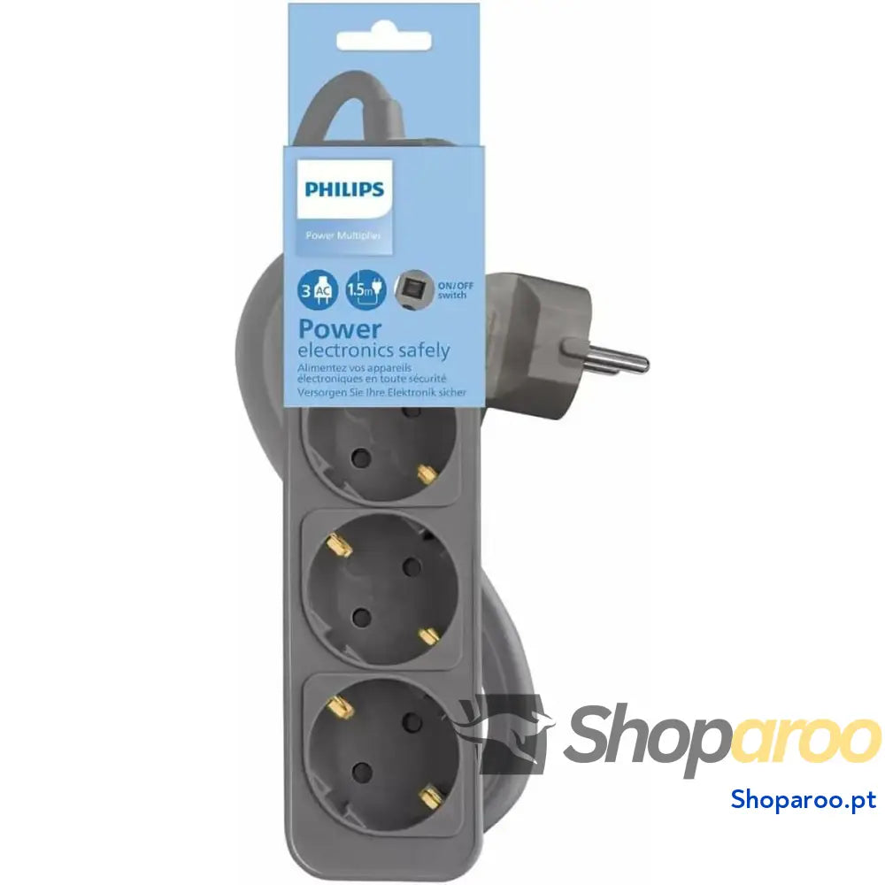 Extensão com 3 tomadas com interruptor Philips CHP2134G/12