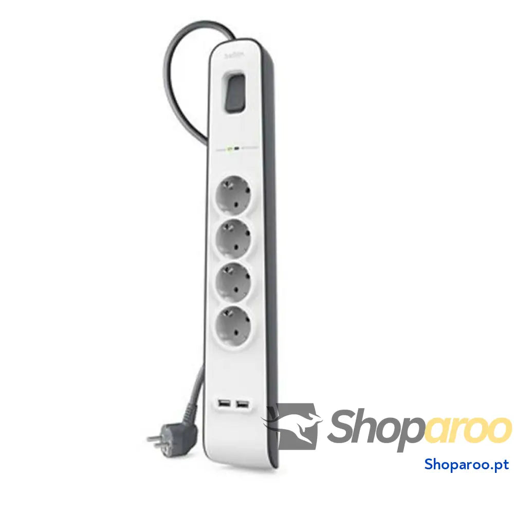 Extensão com 4 tomadas com interruptor Belkin BSV401VF2M USB x 2 (2 m)