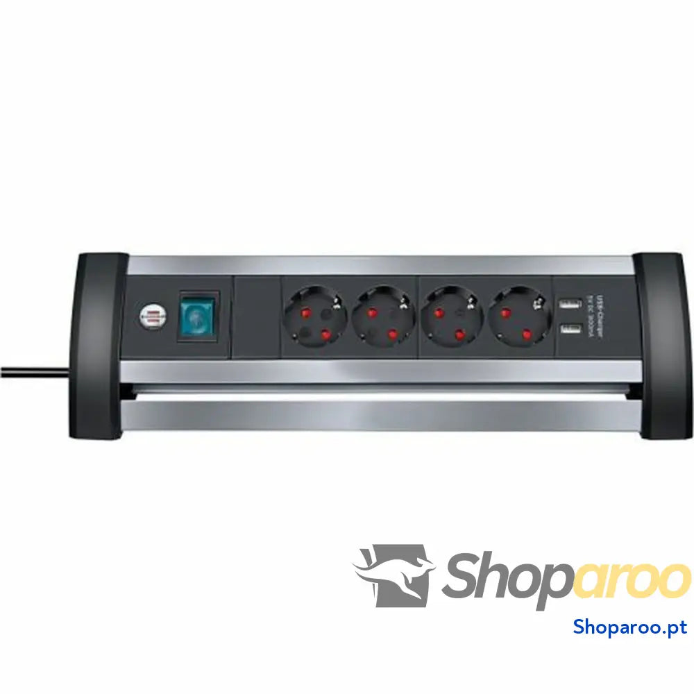 Extensão com 4 tomadas com interruptor Brennenstuhl Alu-Office-Line 3600 W USB x 2 (1,8 m)