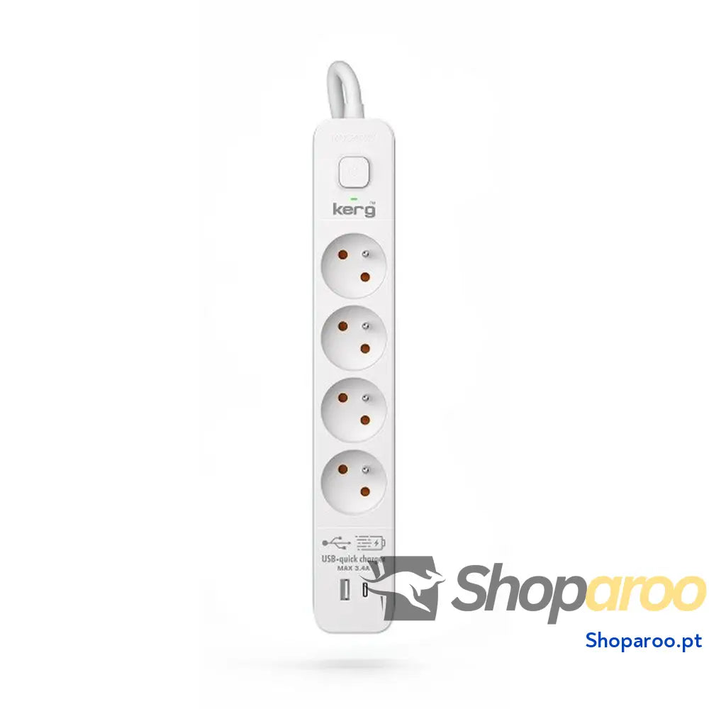 Extensão com 4 tomadas com interruptor Kerg M02593 (3 m)