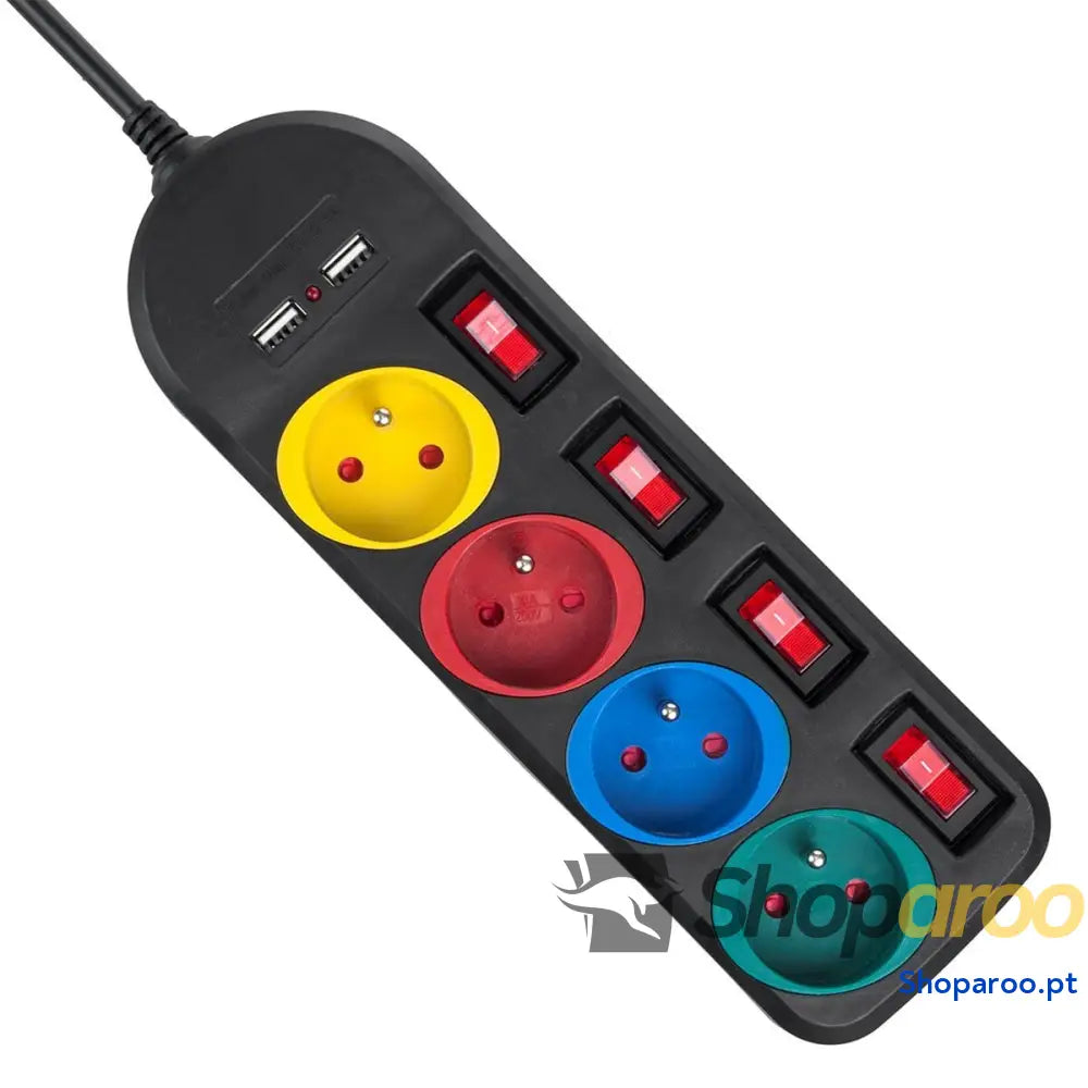 Extensão com 4 tomadas com interruptor MacLean MCE229B (1,5 m)