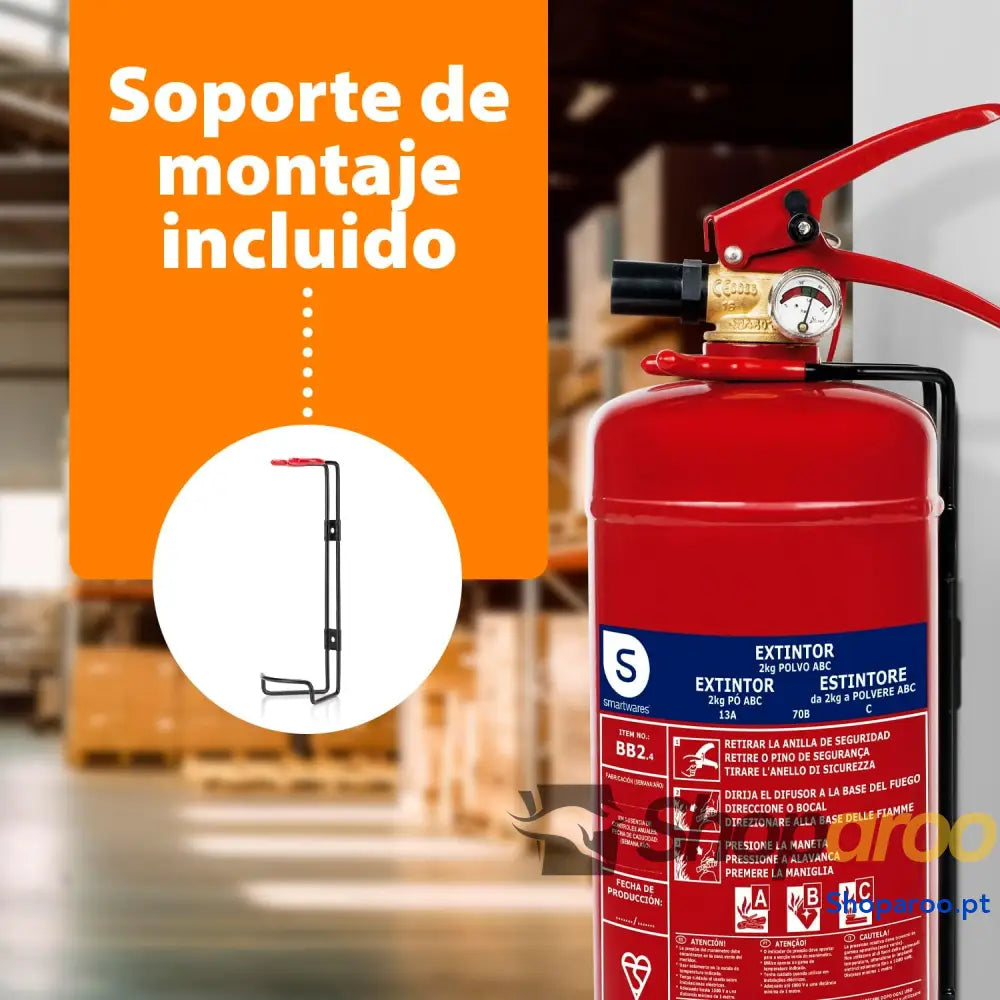 Extintor de pó 2 kg para fogo ABC adequado veículos e casas com suporte montagem