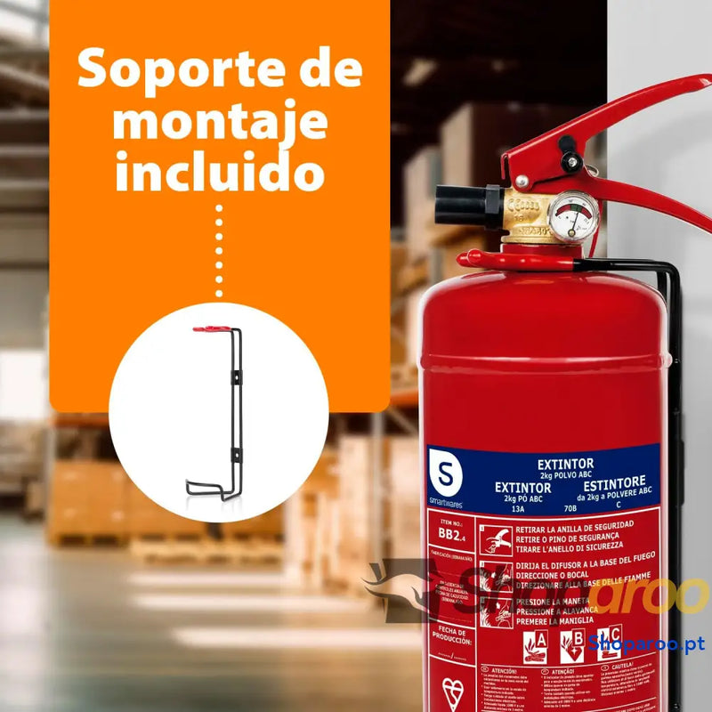 Extintor de pó 2 kg para fogo ABC adequado veículos e casas com suporte montagem