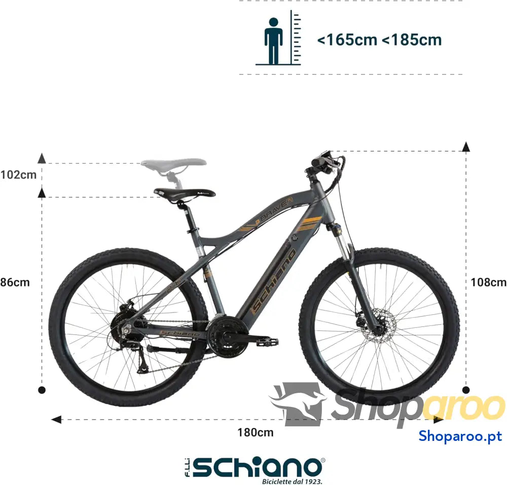 F.lli Schiano Braver bicicleta elétrica MTB 27,5’’ bateria de 36 V 11,6 Ah removível motor 250 W 50 Nm montanha