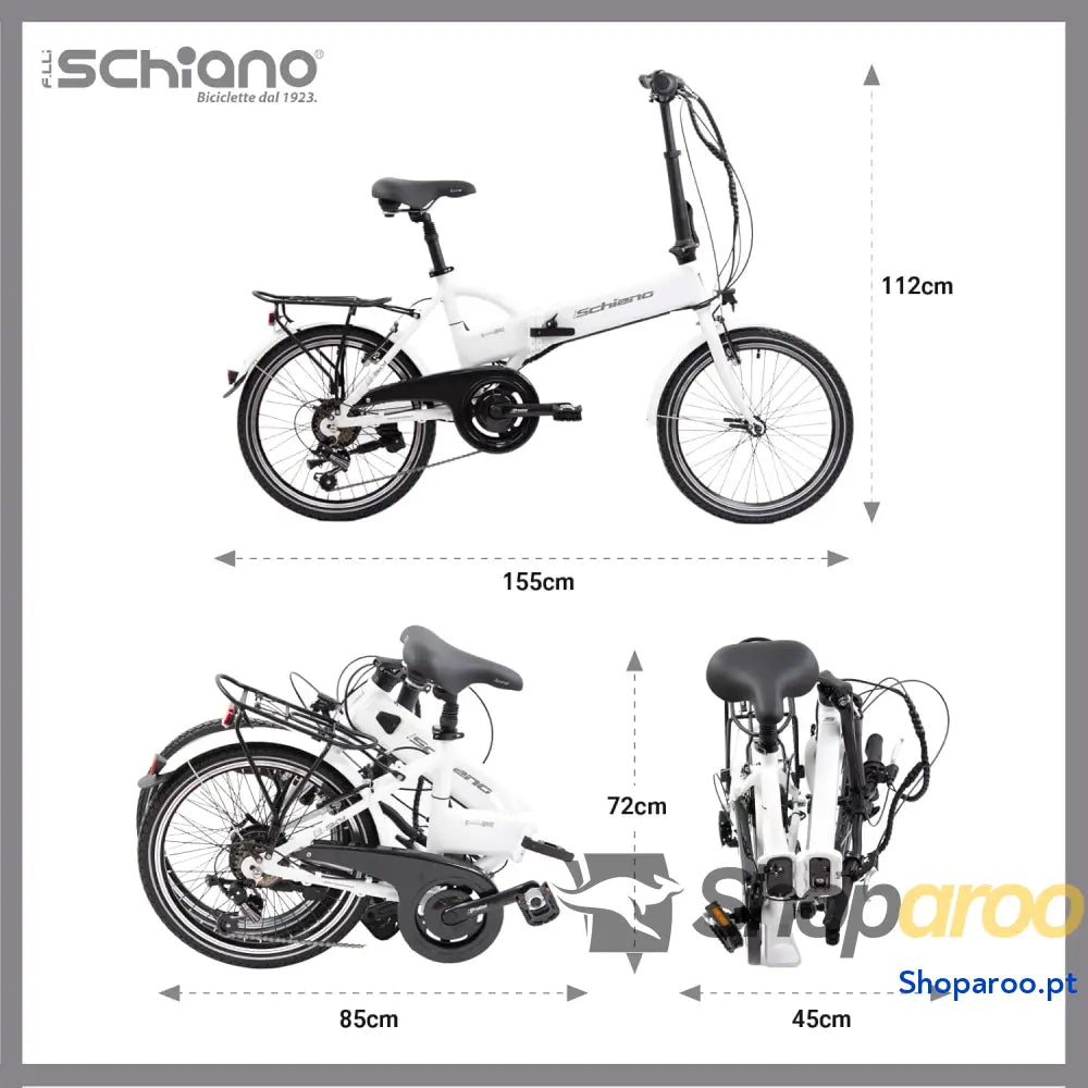 F.lli Schiano E Sky 20’’ Bicicleta elétrica dobrável unissexo para adulto branca