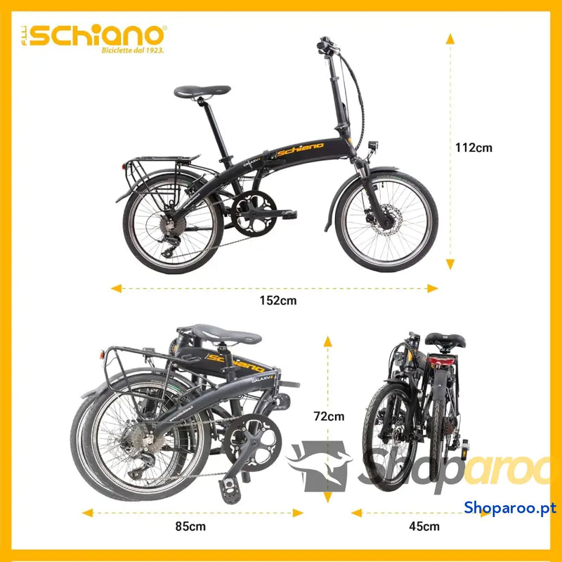 F.lli Schiano Galaxy bicicleta elétrica dobrável 20’’ bateria de 36 V 10,4 Ah removível motor 250 W 40 mm urbana