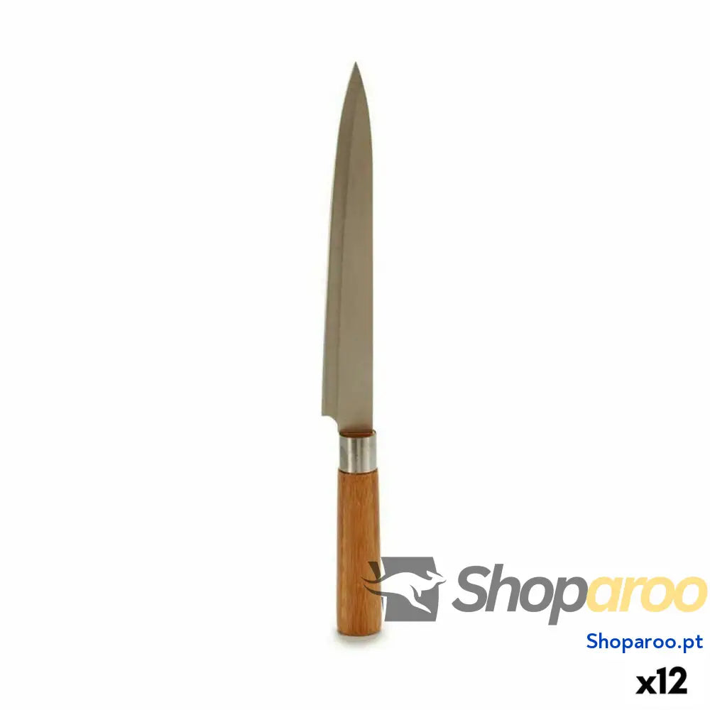 Faca de Cozinha Kinvara 43891 Castanho Prateado Bambu Aço inoxidável 3 x 33,5 x 2,5 cm (12 Unidades)
