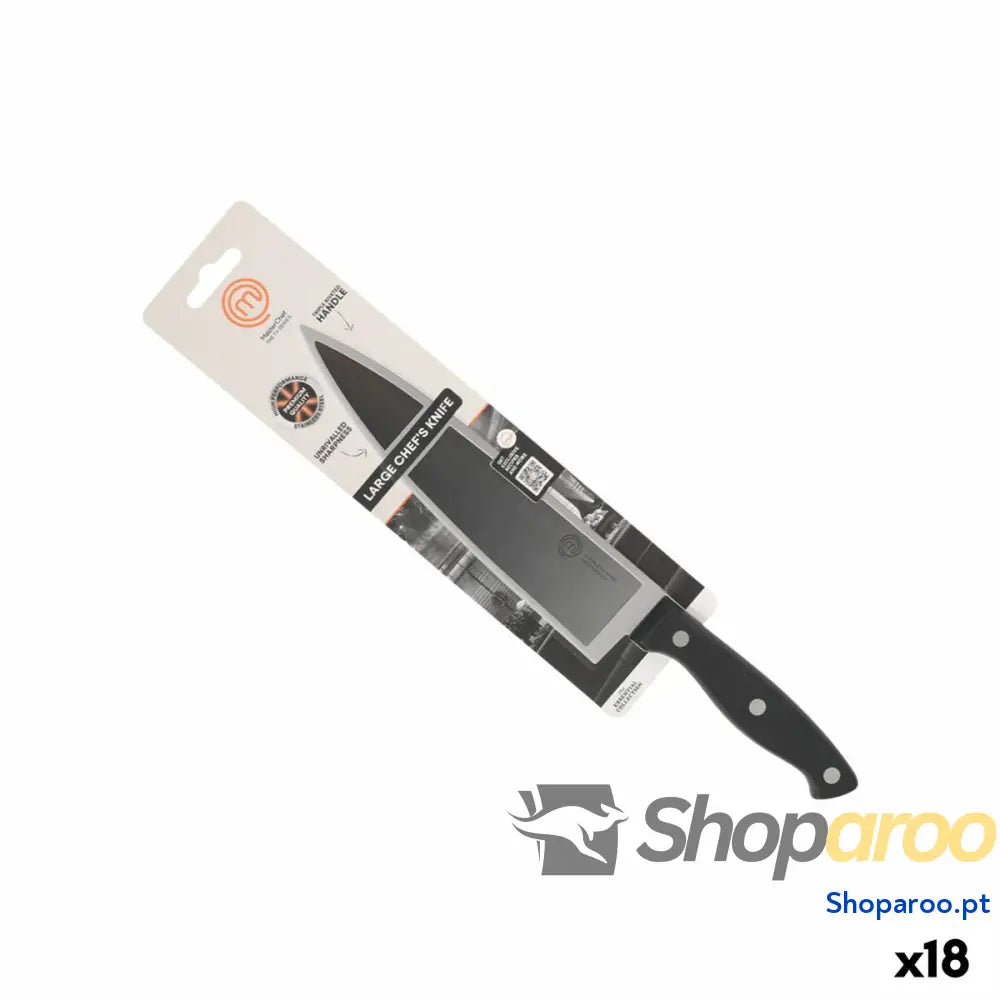 Faca de Cozinha MasterChef Chef Preto Prateado 20 cm (18 Unidades)
