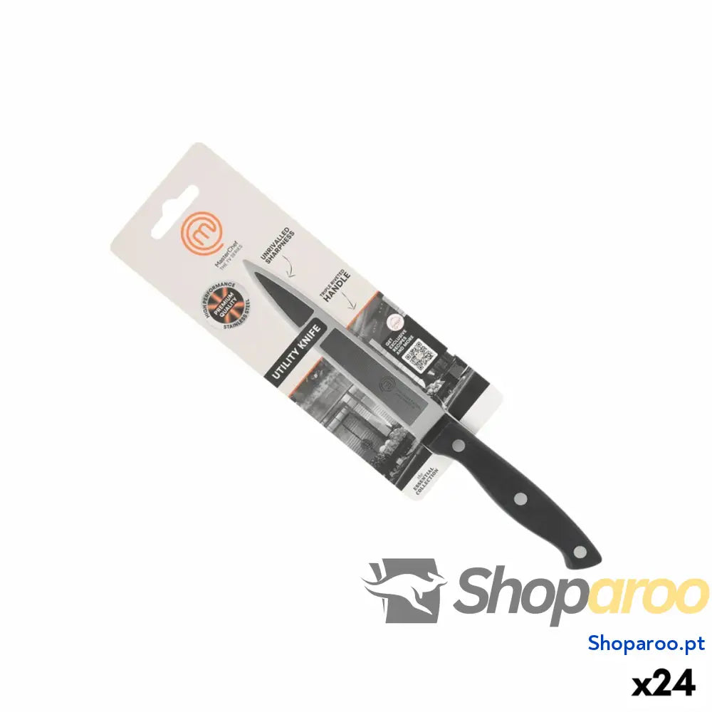 Faca de Cozinha MasterChef Preto Prateado 12 cm Multiusos (24 Unidades)