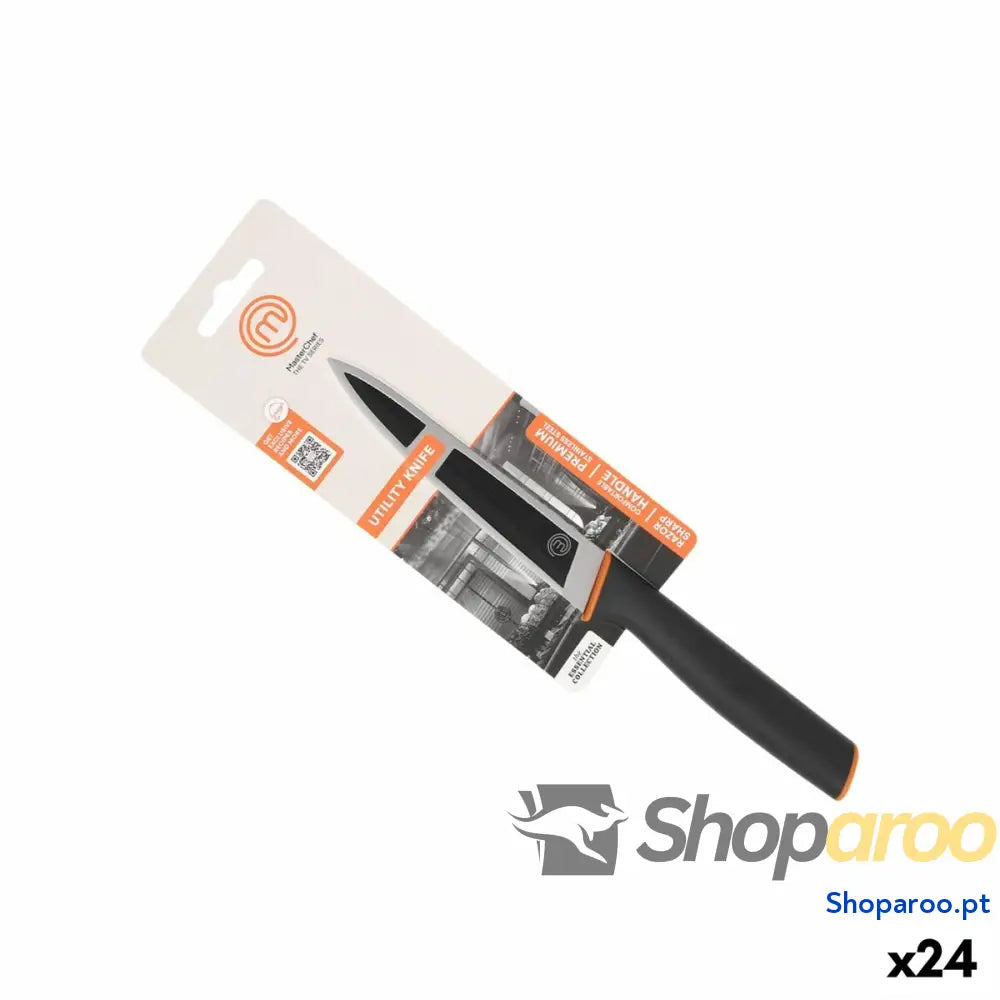 Faca de Cozinha MasterChef Preto Prateado 13 cm Multiusos (24 Unidades)