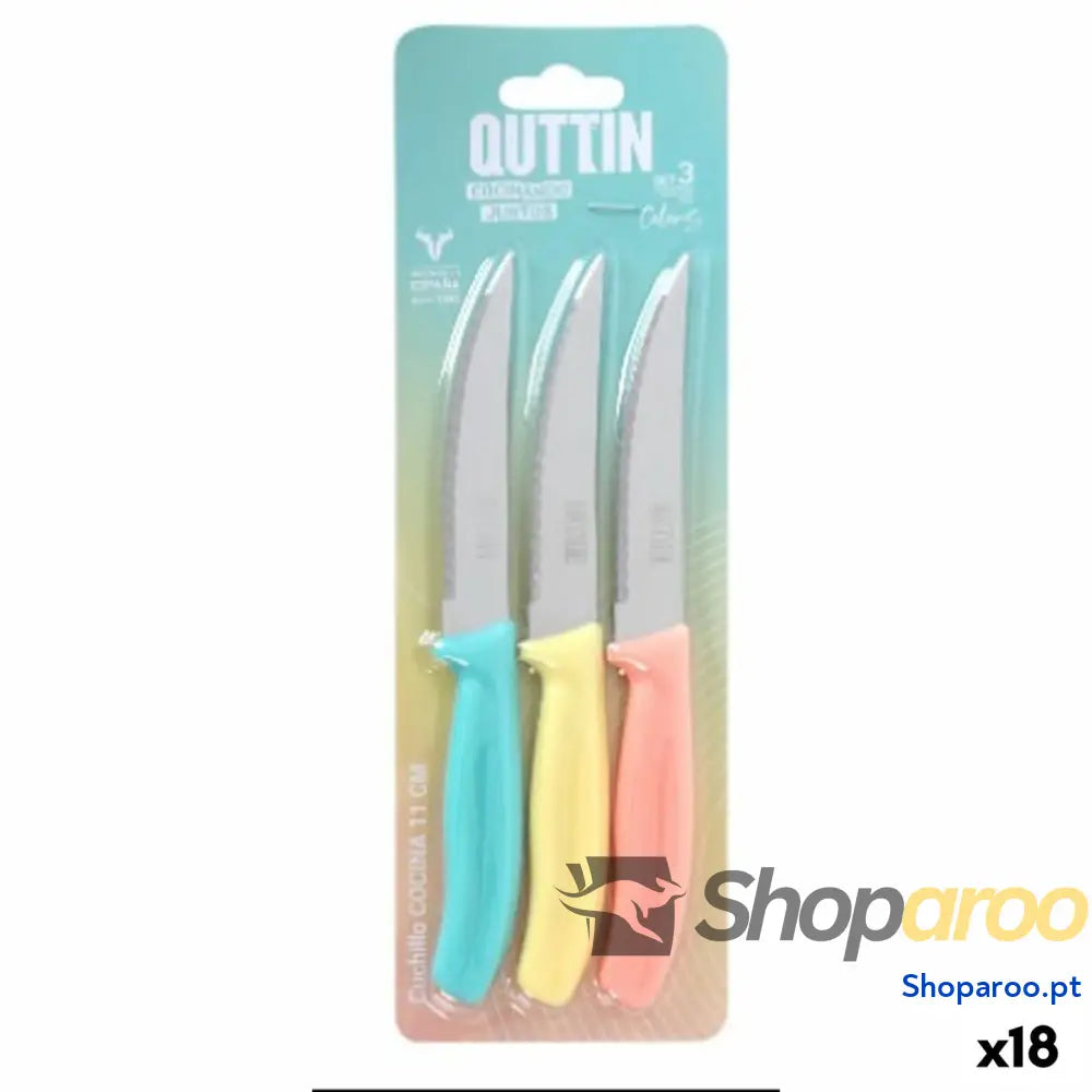 Faca de Cozinha Quttin Basic 11 cm 3 Peças (18 Unidades)