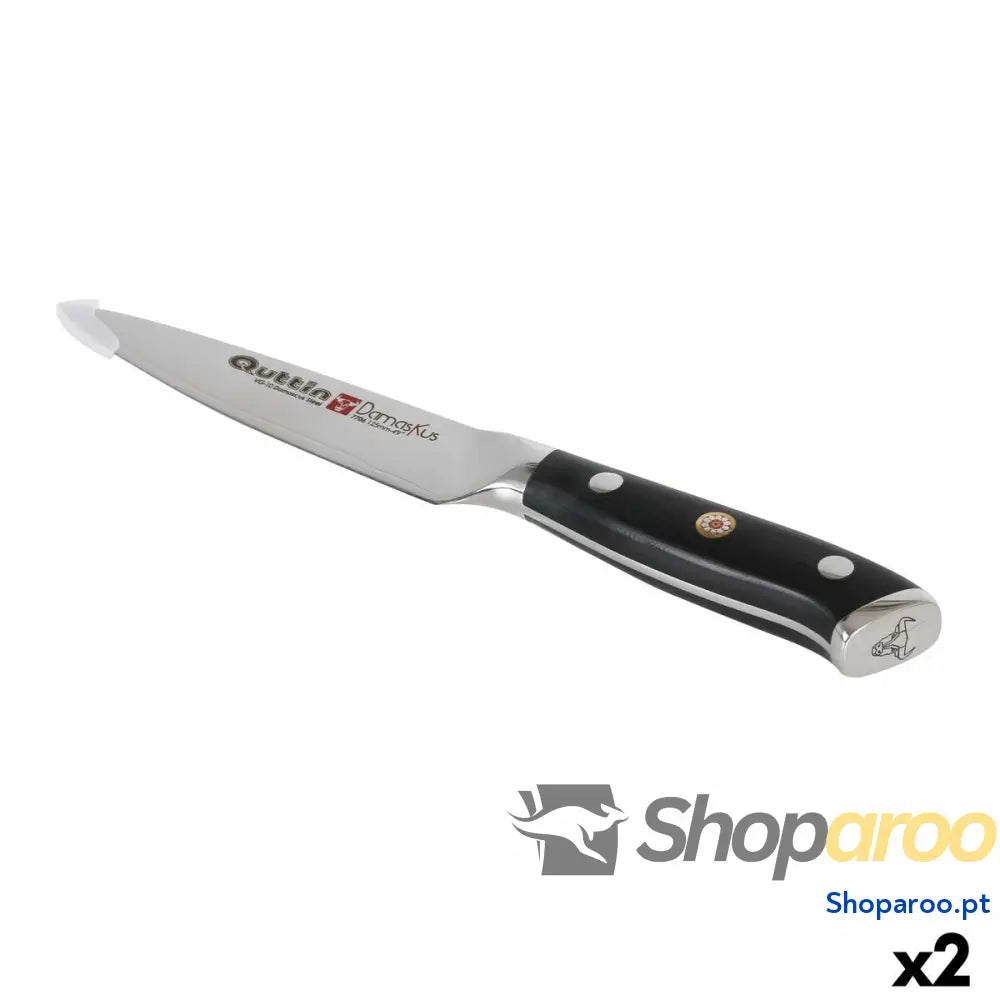 Faca de Cozinha Quttin Damaskus Preto Prateado 12 cm (2 Unidades)