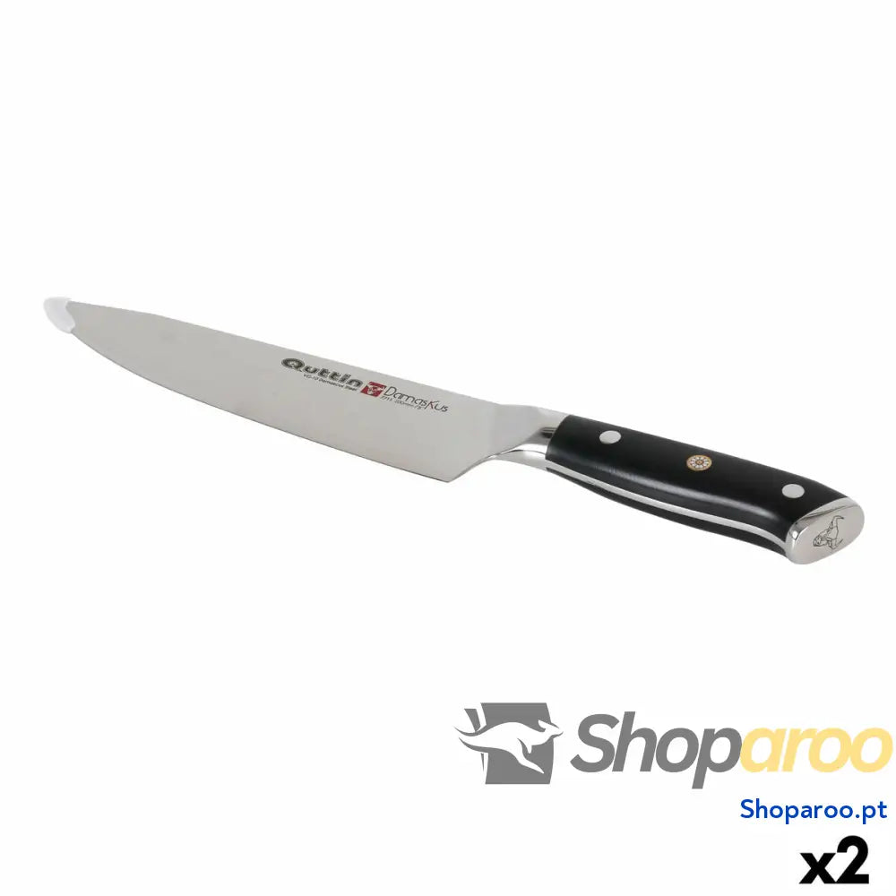 Faca de Cozinha Quttin DAMASKUS Preto Prateado 20 cm (2 Unidades)