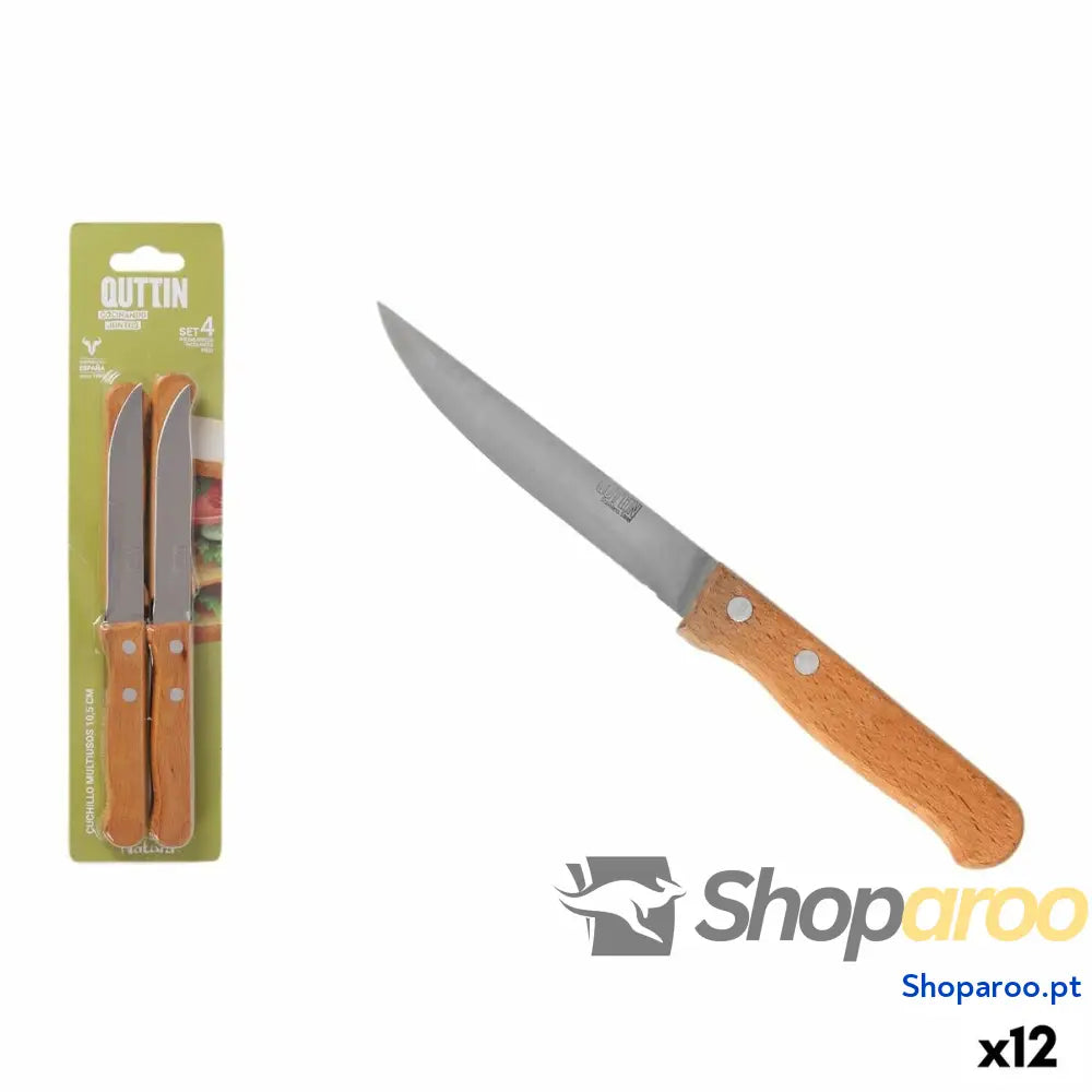 Faca de Cozinha Quttin Natura Castanho Prateado Aço inoxidável 10,5 cm 4 Peças (12 Unidades)