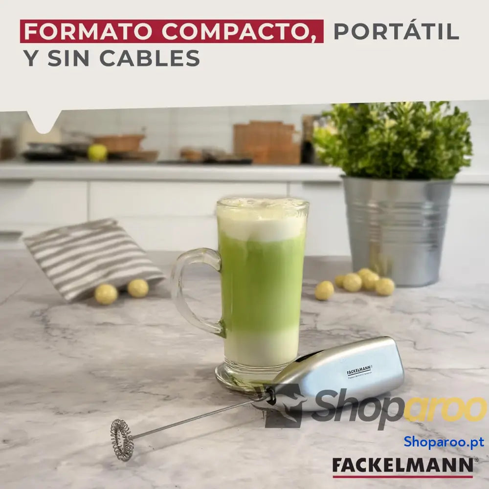 Fackelmann Coffee &Tea Espumador de leite batedor Capuchino cinzento 20 x 3,5 cm