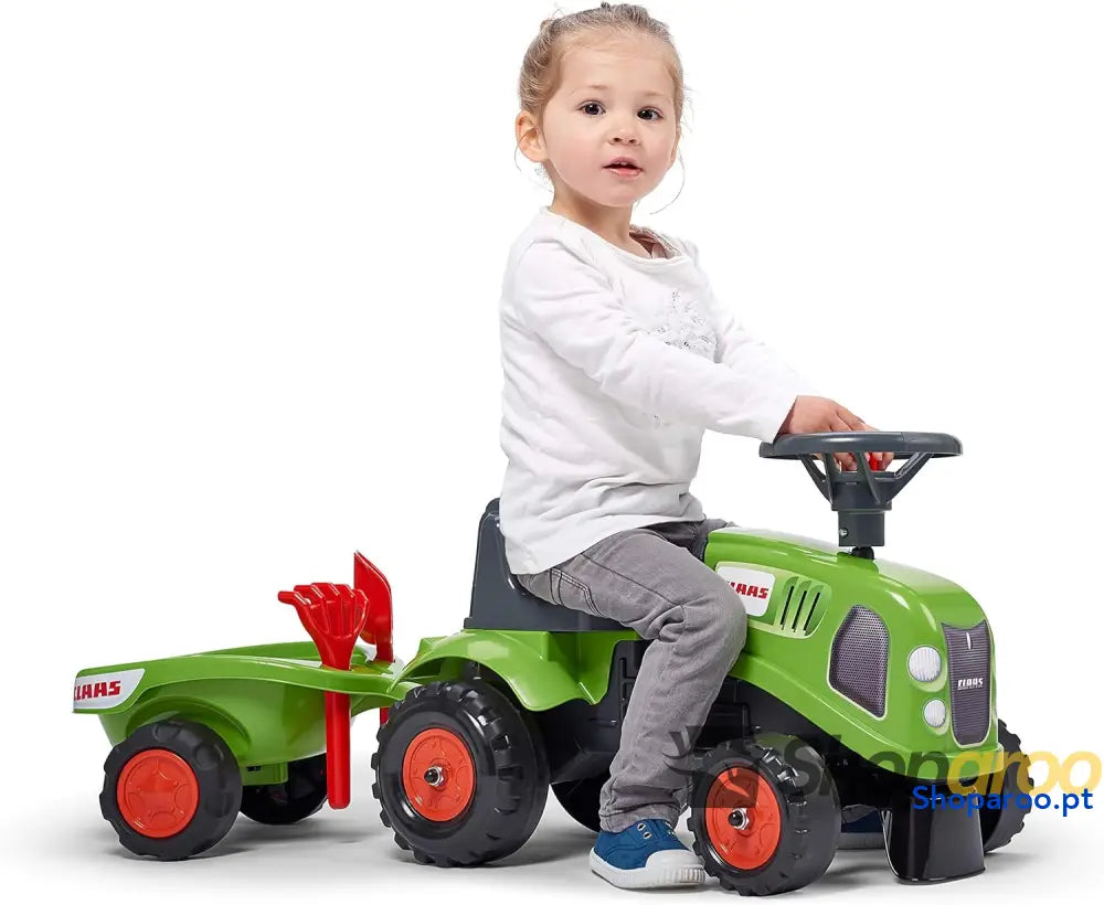 FALK Porta Tractor Claas con Remolque A Partir de 12 Meses Fabricado en Francia Pala y Rastrillo Incluidos 2 Estilos