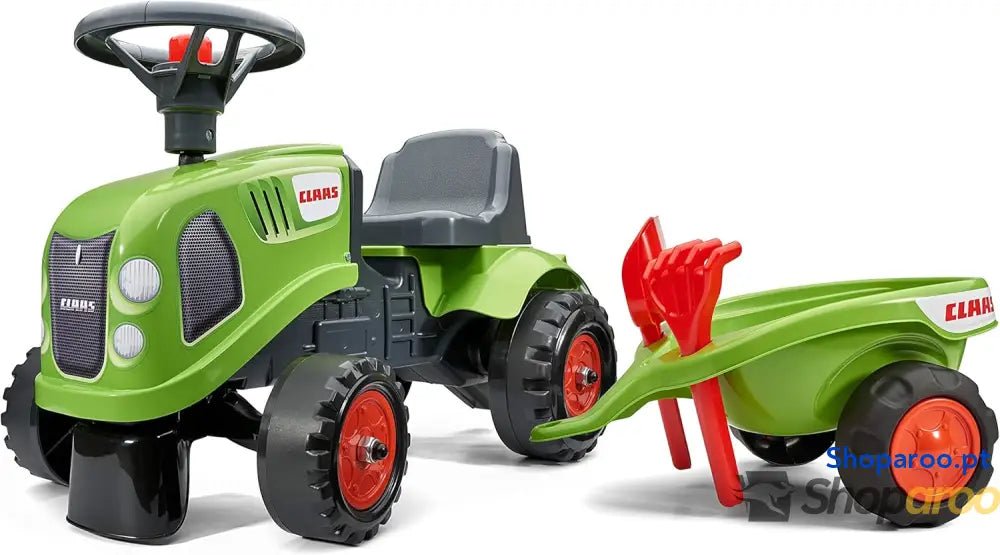 FALK Porta Tractor Claas con Remolque A Partir de 12 Meses Fabricado en Francia Pala y Rastrillo Incluidos 2 Estilos