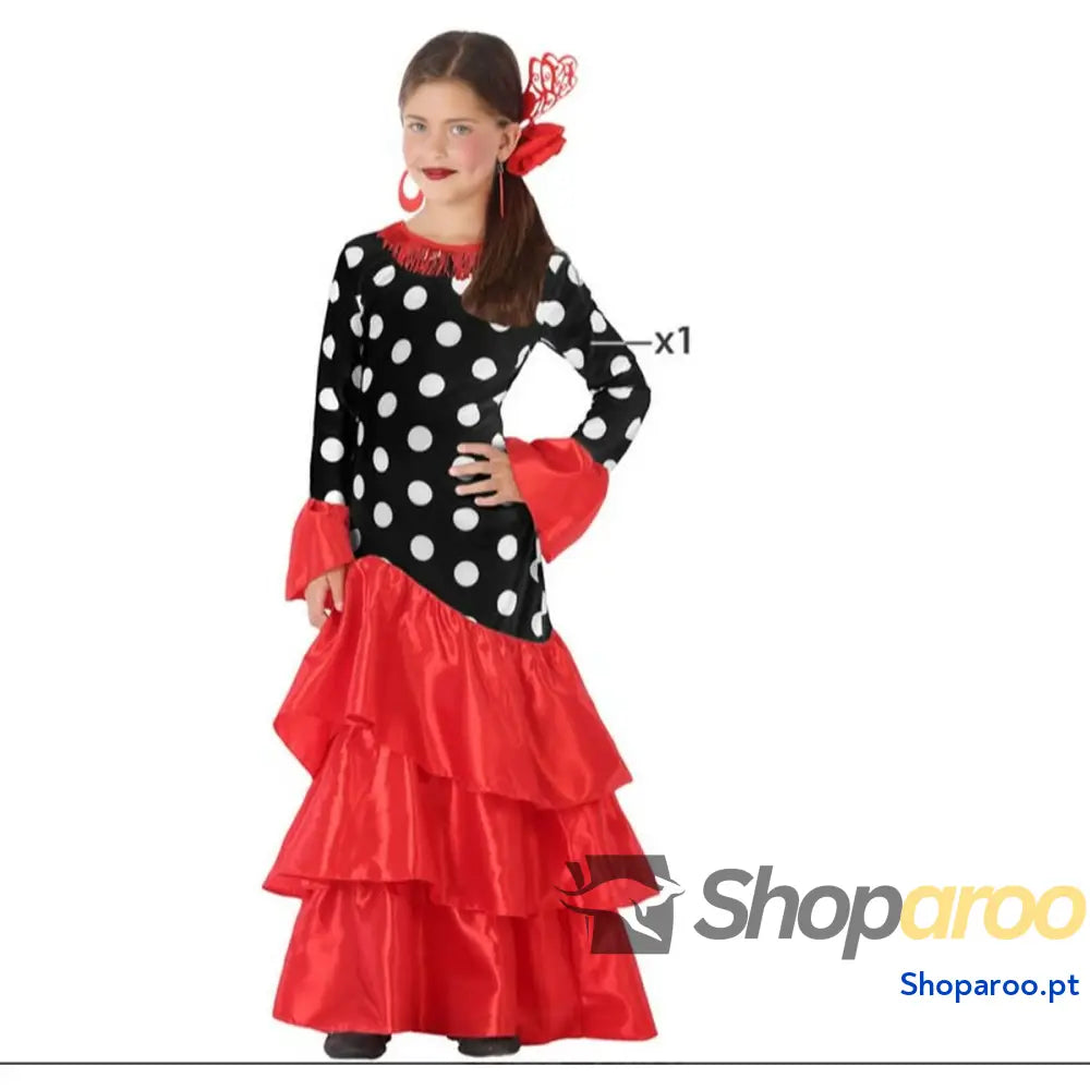 Fantasia para Adultos Flamenca Preto Vermelho Espanha
