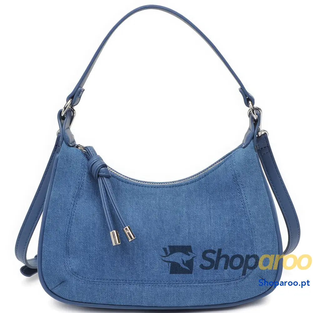 Bolsa de ombro em ganga textura denim resistente e elegante
