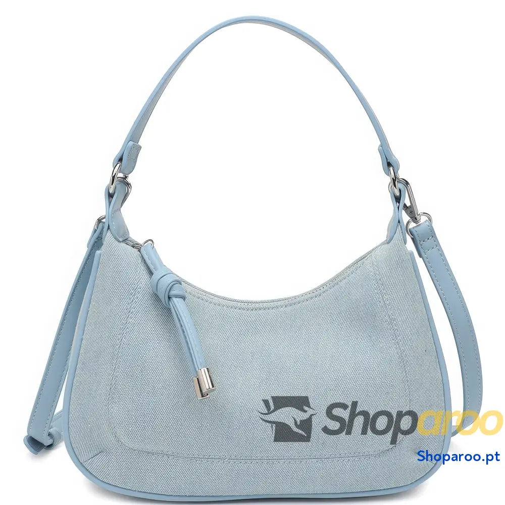 Bolsa de ombro com textura de ganga da moda