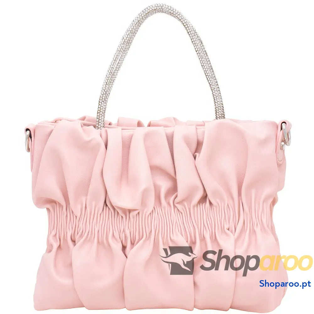 Bolsa Fashion com Alça de Strass disponível em Rosa Branco e Rose