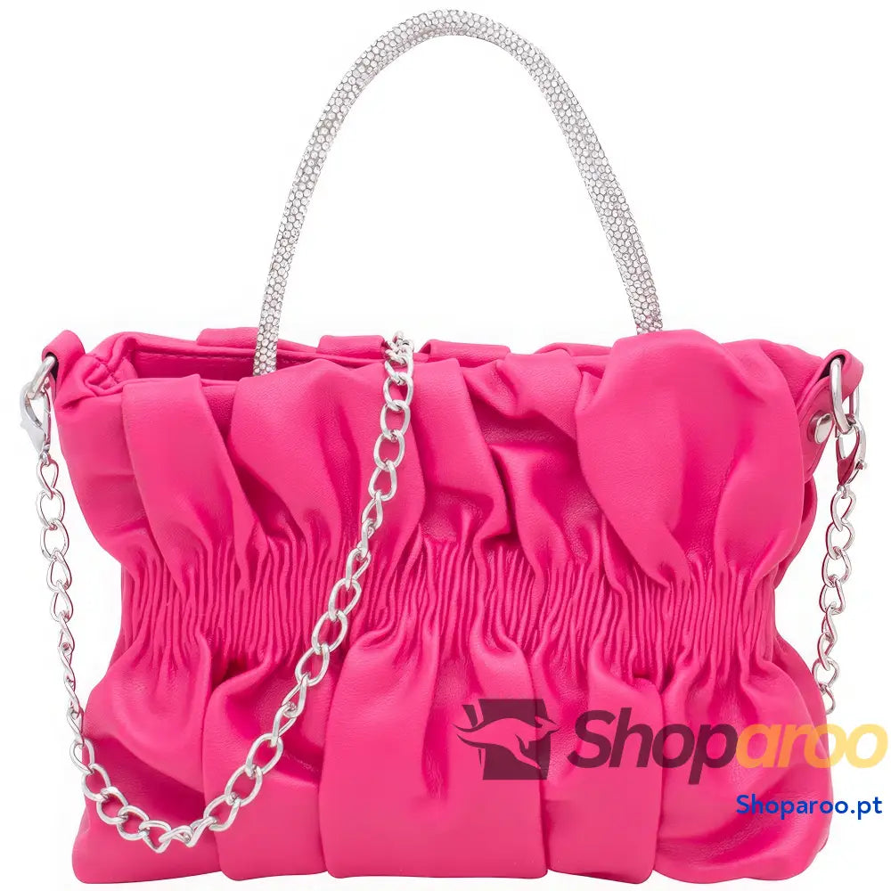 Bolsa Fashion com Alça de Strass disponível em Rosa Branco e Rose