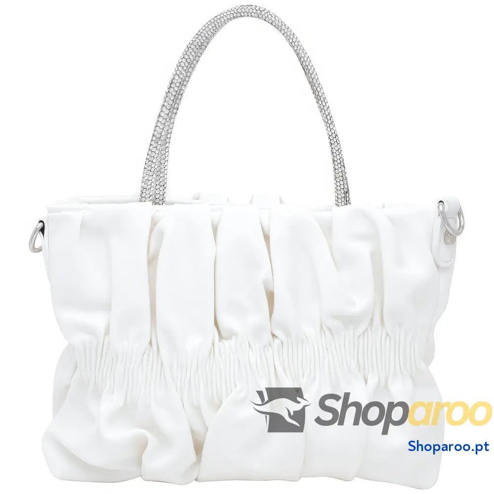 Bolsa Fashion com Alça de Strass disponível em Rosa Branco e Rose