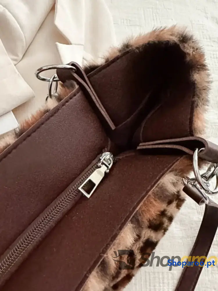 Faux Fur Leopard Shoulder Bag