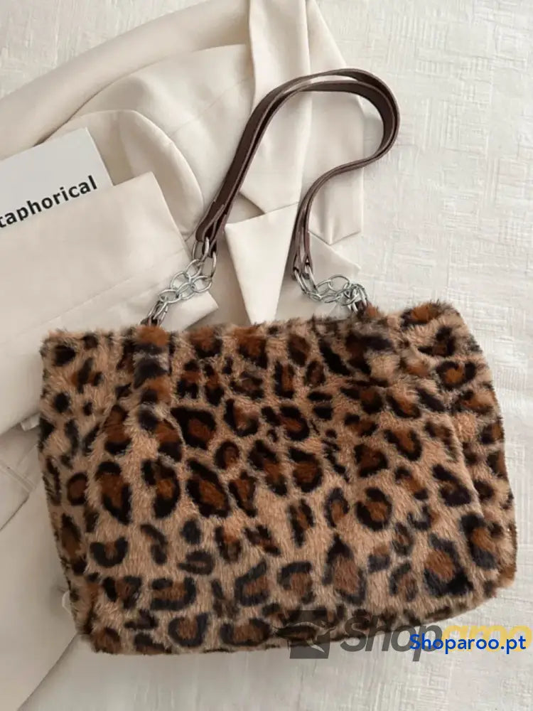 Faux Fur Leopard Shoulder Bag