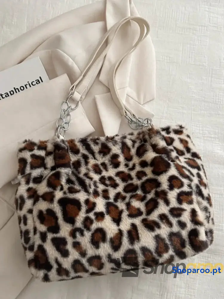 Faux Fur Leopard Shoulder Bag