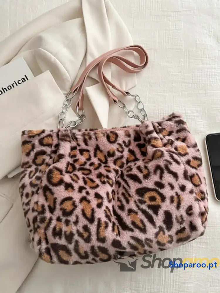 Faux Fur Leopard Shoulder Bag