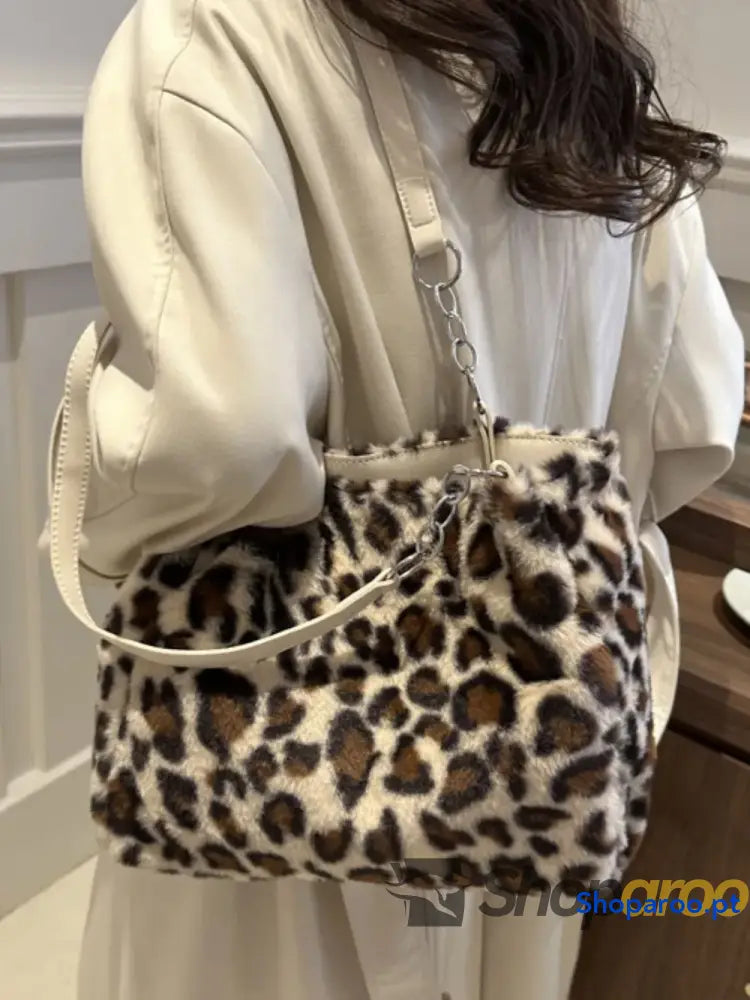 Faux Fur Leopard Shoulder Bag