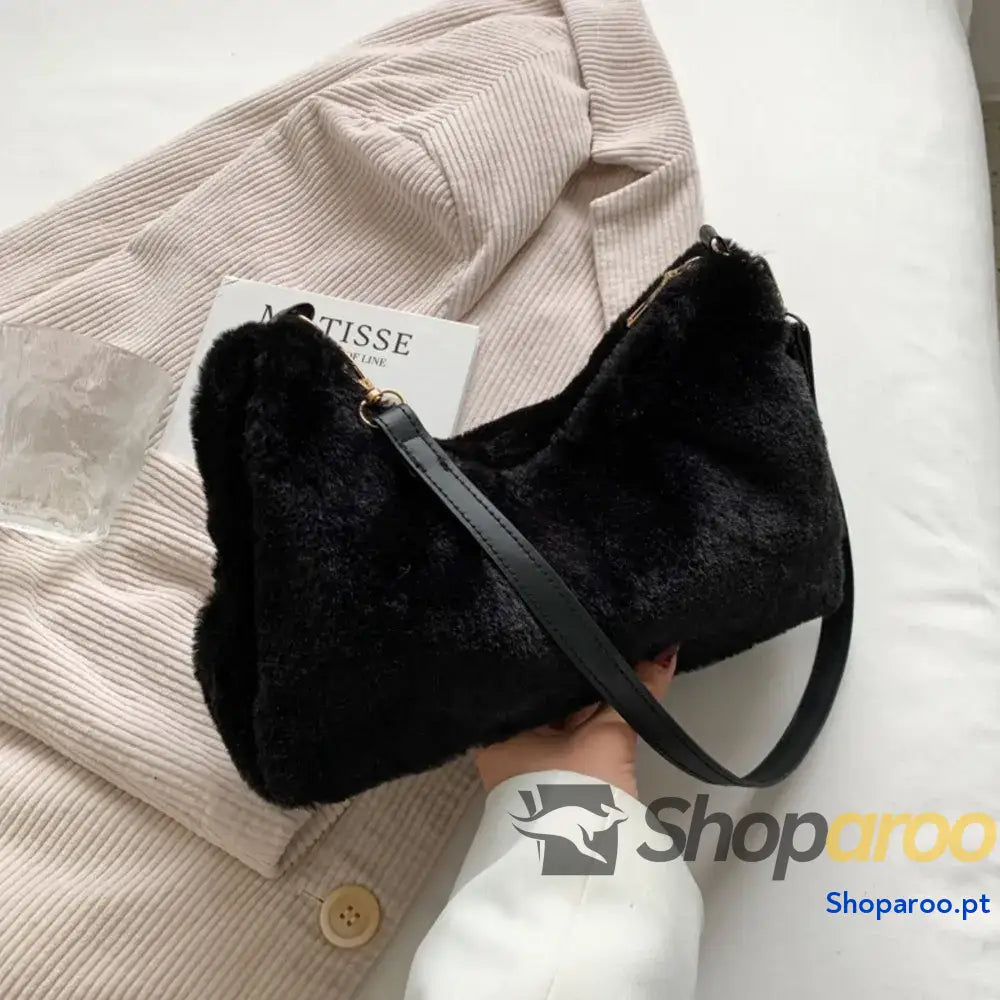Faux Fur Removable Strap Shoulder Bag