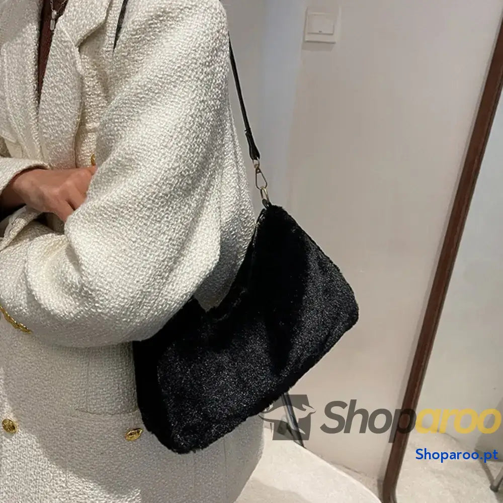 Faux Fur Removable Strap Shoulder Bag