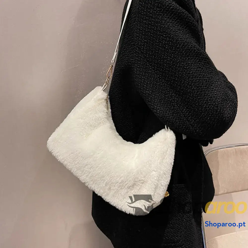 Faux Fur Removable Strap Shoulder Bag