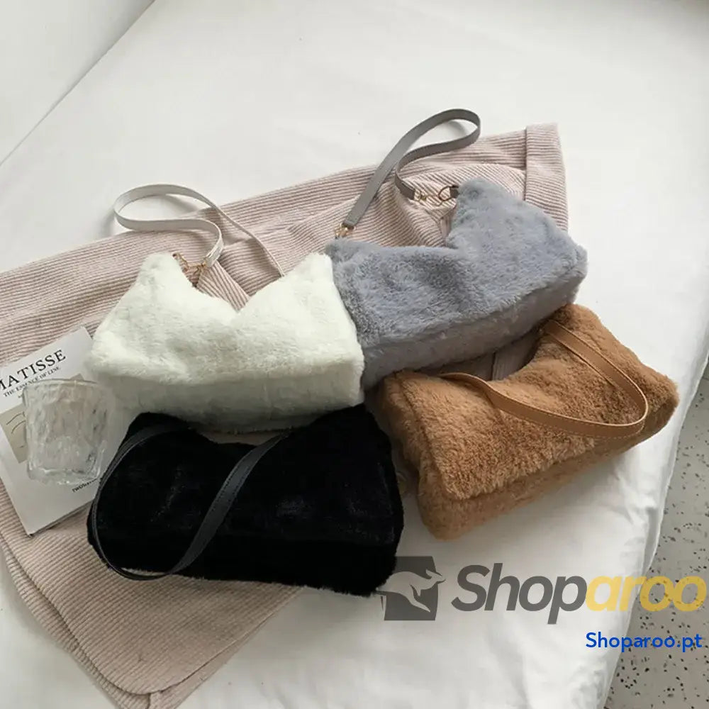 Faux Fur Removable Strap Shoulder Bag