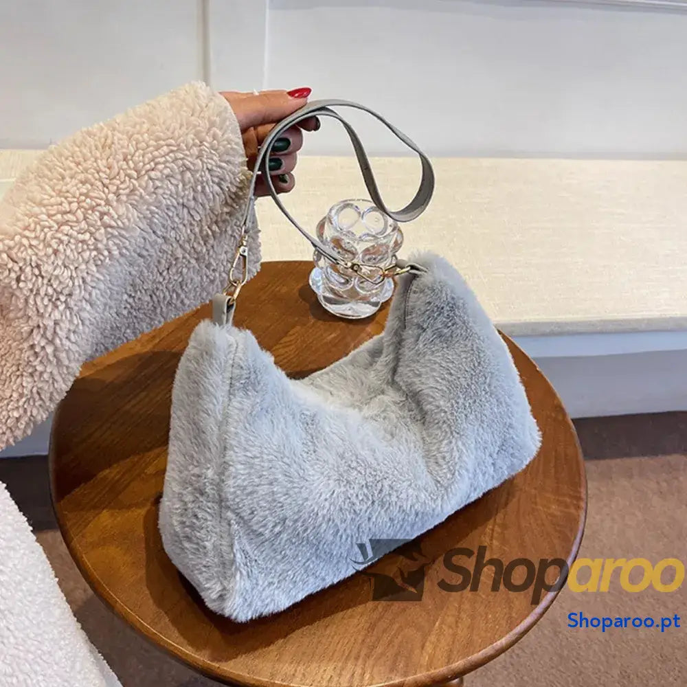 Faux Fur Removable Strap Shoulder Bag