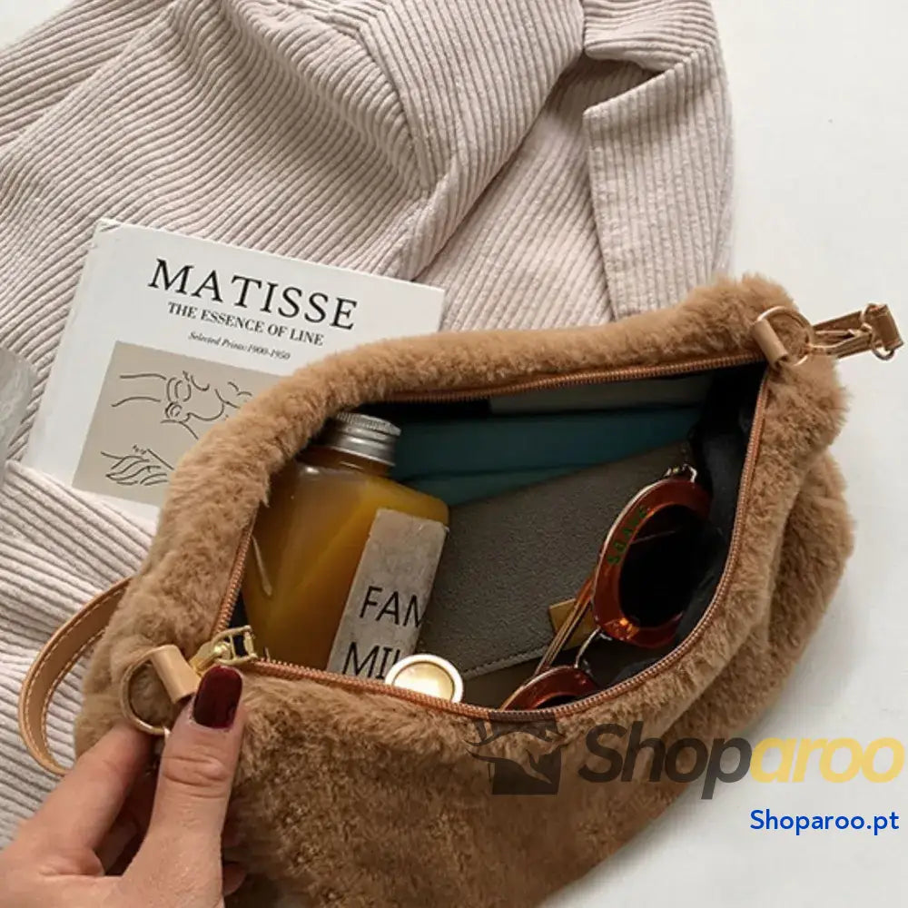 Faux Fur Removable Strap Shoulder Bag