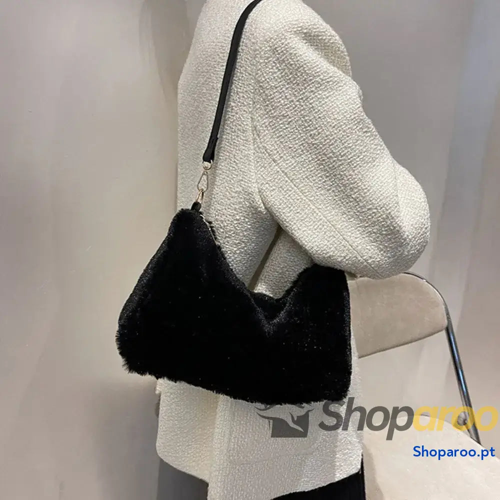 Faux Fur Removable Strap Shoulder Bag