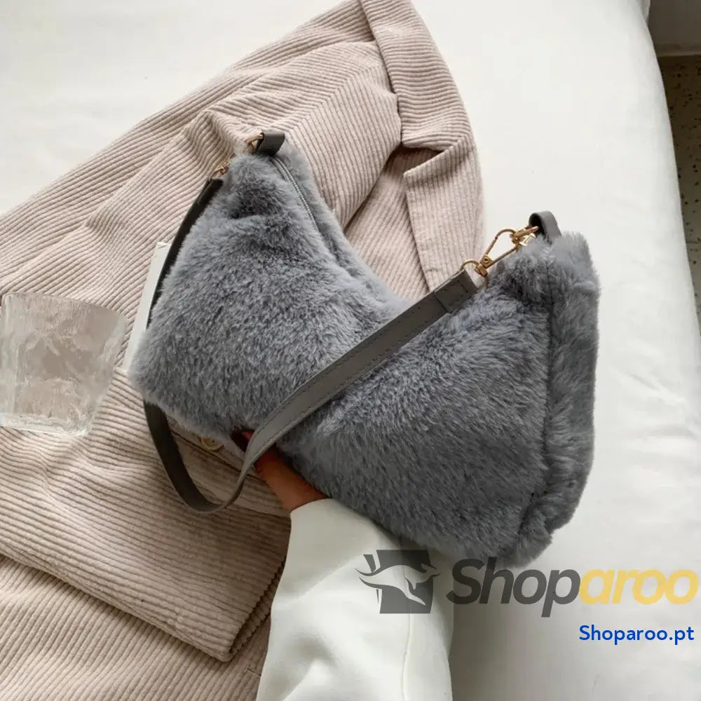 Faux Fur Removable Strap Shoulder Bag