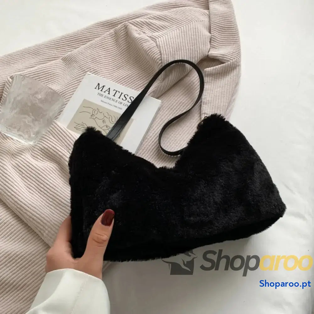 Faux Fur Removable Strap Shoulder Bag
