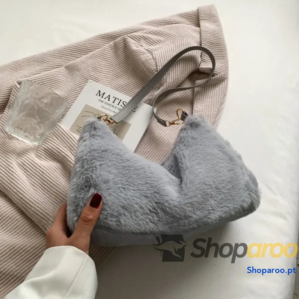 Faux Fur Removable Strap Shoulder Bag