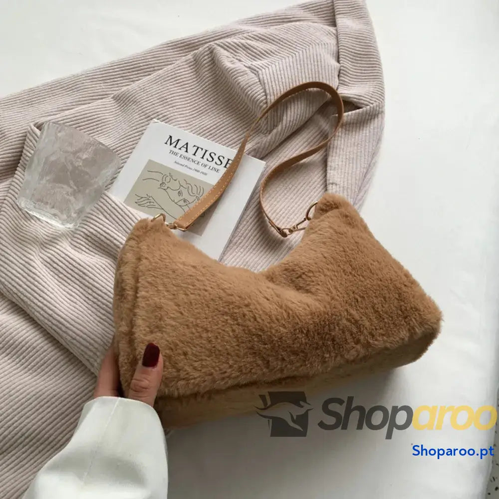 Faux Fur Removable Strap Shoulder Bag