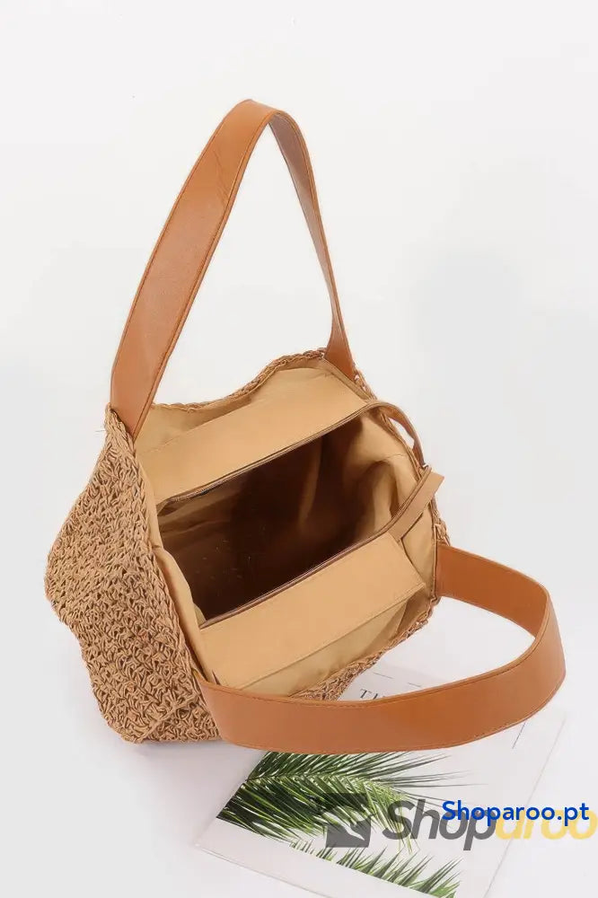 Bolsa tote com fita de palha sintética