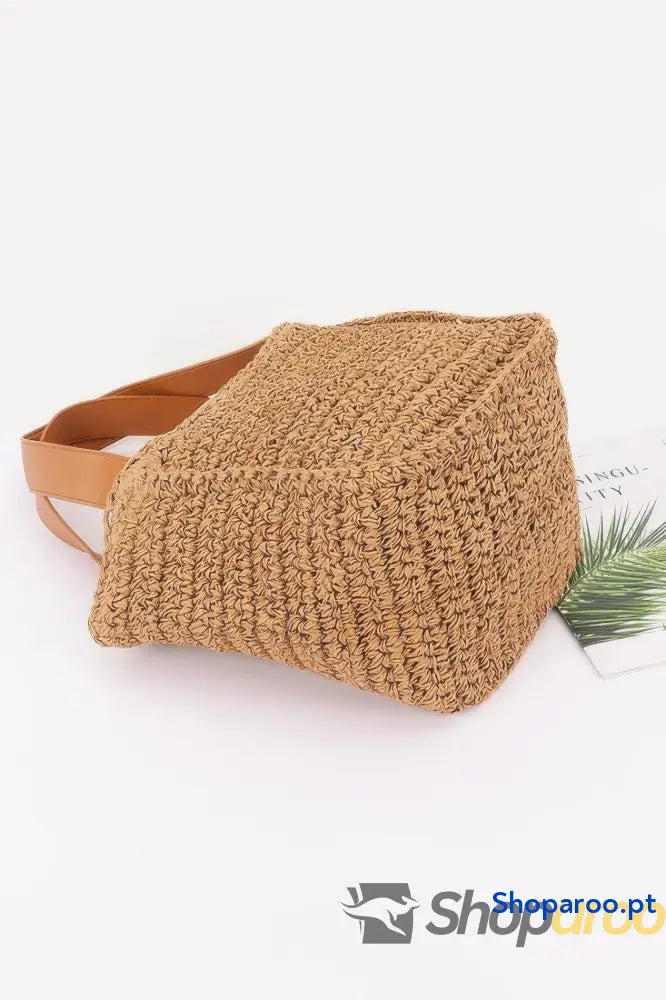 Bolsa tote com fita de palha sintética