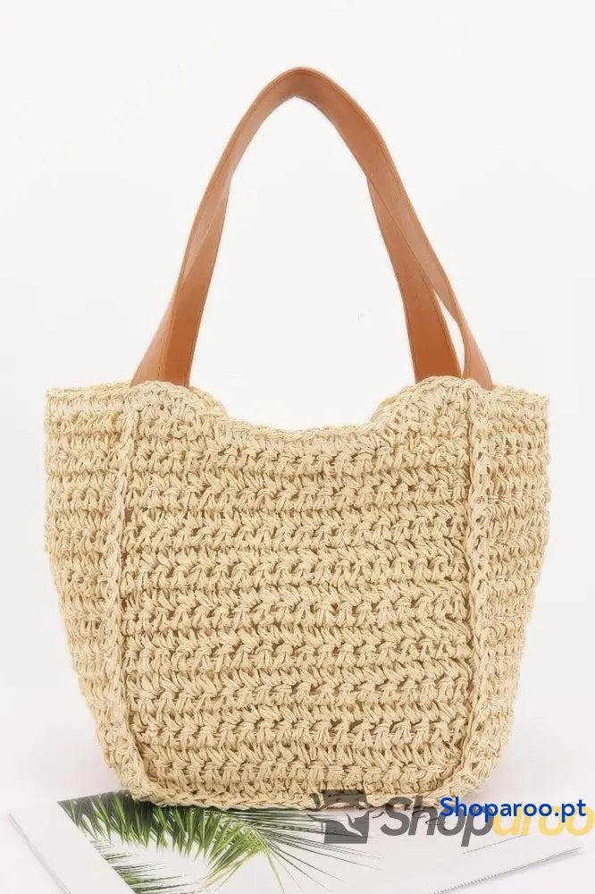 Bolsa tote com fita de palha sintética