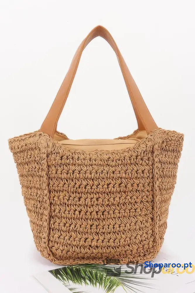 Bolsa tote com fita de palha sintética