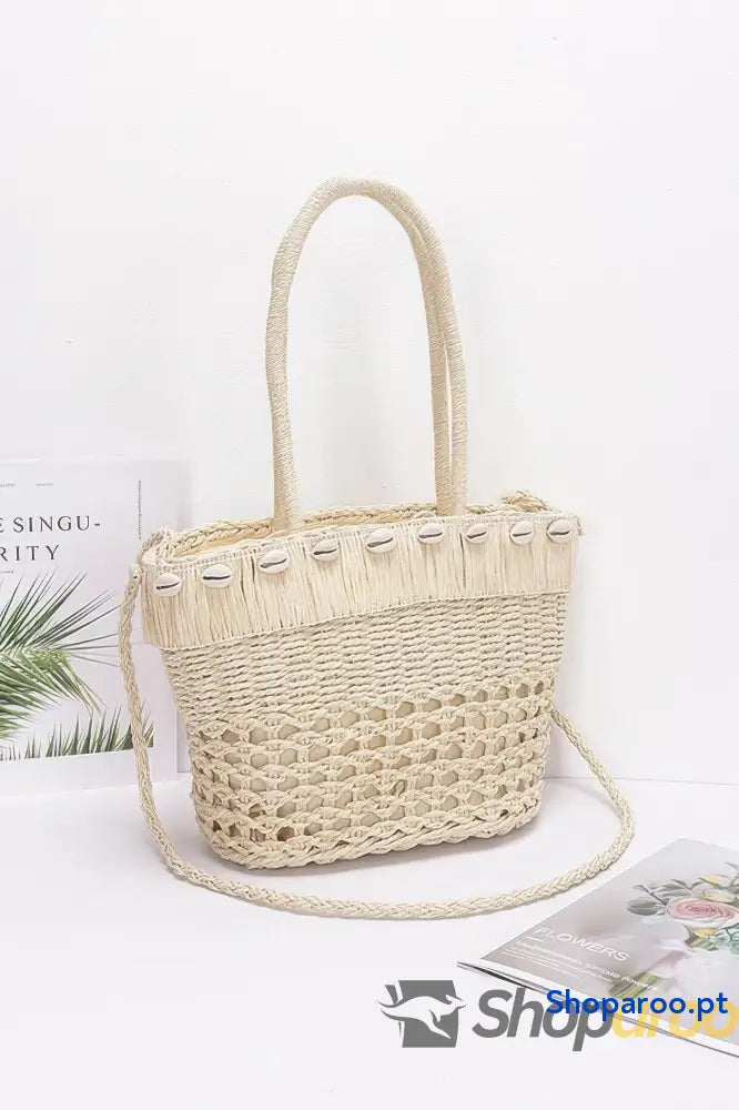 Bolsa tote de palha sintética