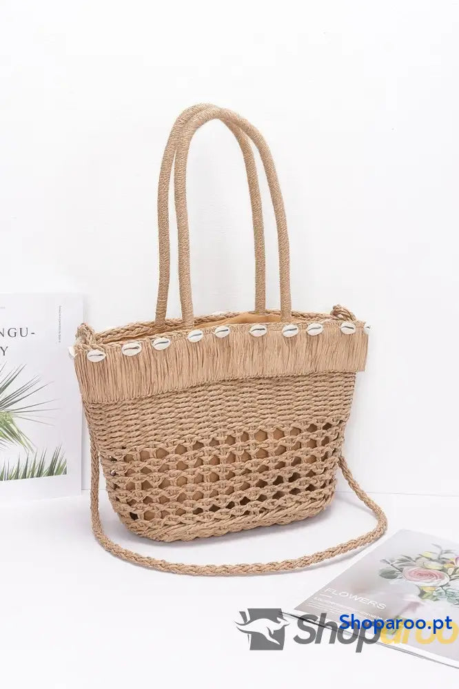 Bolsa tote de palha sintética
