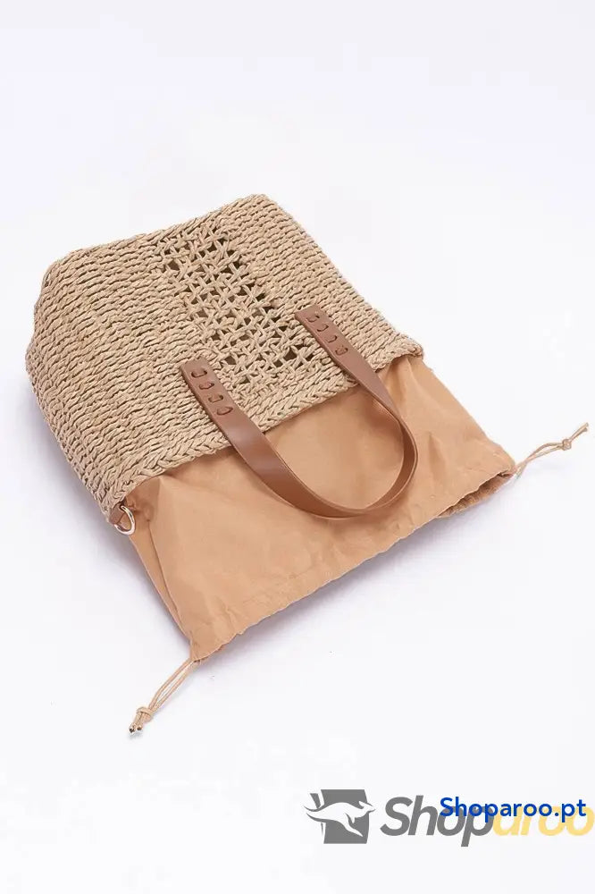 Bolsa pequena com alça superior em palha sintética